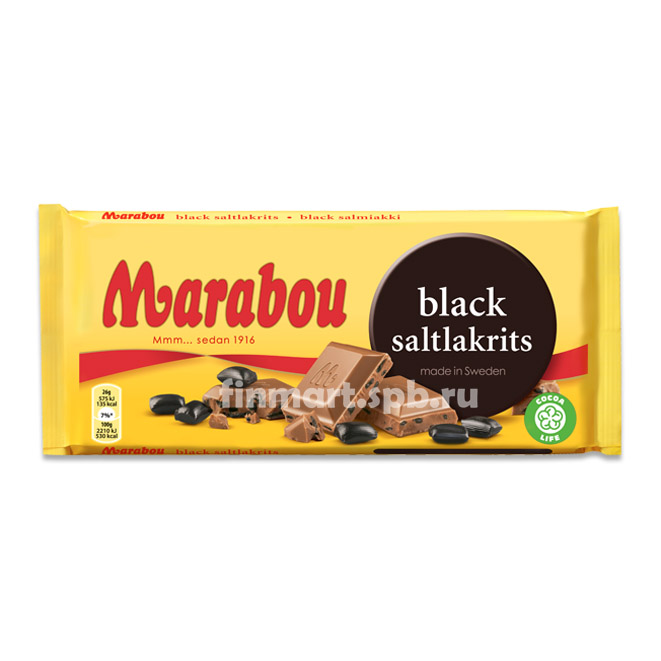 Молочный шоколад Marabou Black (с соленой лакрицей) - 200 гр.