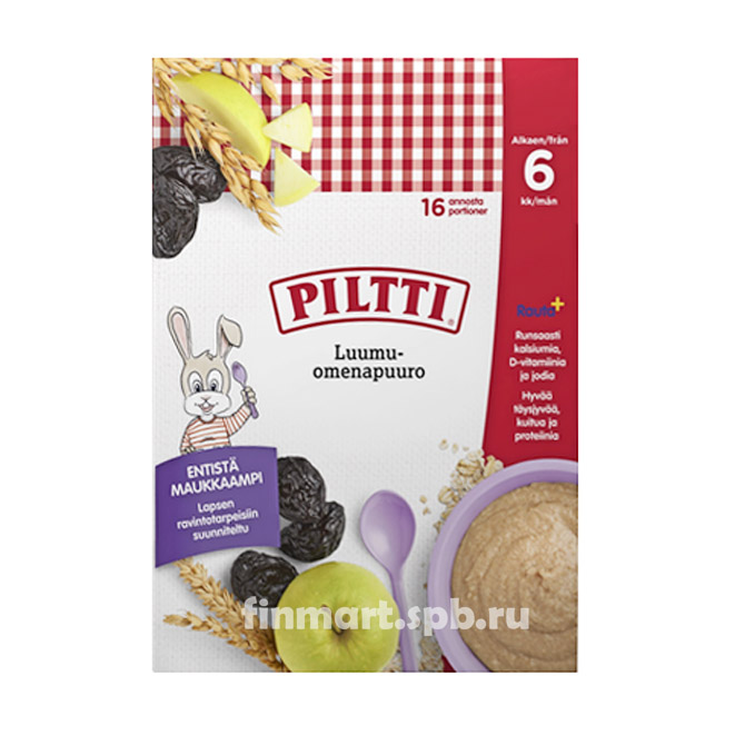 Каша овсяная Piltti Luumu-omenapuuro (яблоко, слива) - 2x240 гр.