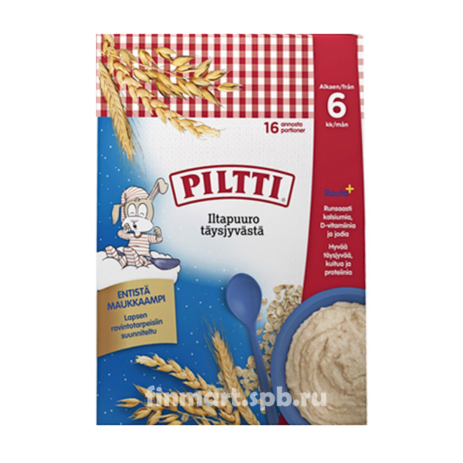 Каша овсяная Piltti Iltapuuro täysjyvästä (вечерняя) - 2x240 гр.