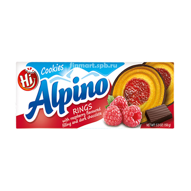 Печенье Alpino (малина, тёмный шоколад) - 150 гр.