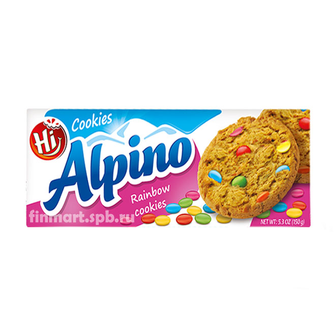 Печенье овсяное Alpino Rainbow cookies  - 150 гр.
