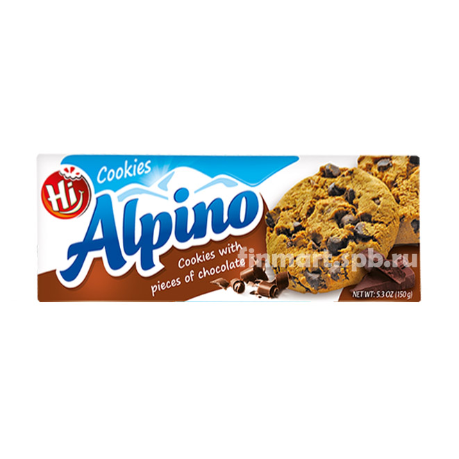 Печенье овсяное Alpino cookies (с кусочками шоколада) - 150 гр.