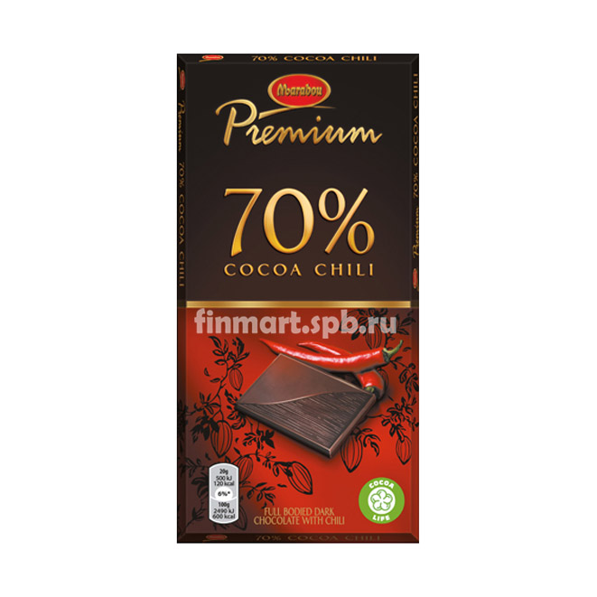 Тёмный шоколад Marabou Premium 70% cocoa chili - 100 гр.
