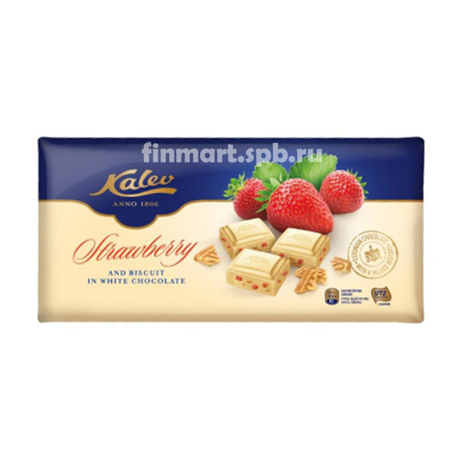 Белый шоколад Kalev Strawberry (с клубникой) - 300 гр.