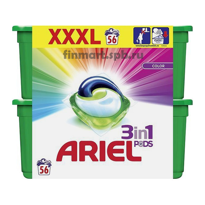 Капсулы Ariel Pods Color&Style 3in1 (XXXL-pack) - 56 шт.