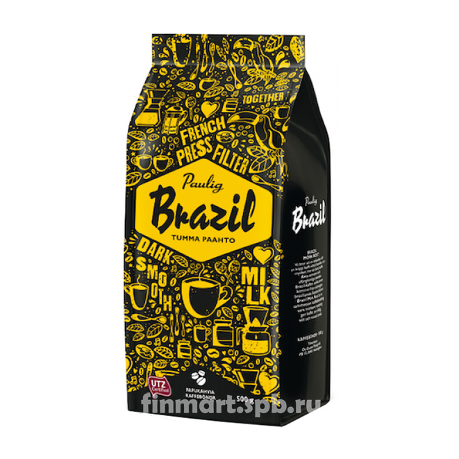Кофе в зёрнах Paulig Brazil Tumma pahto (сильной обжарки) - 500 гр.