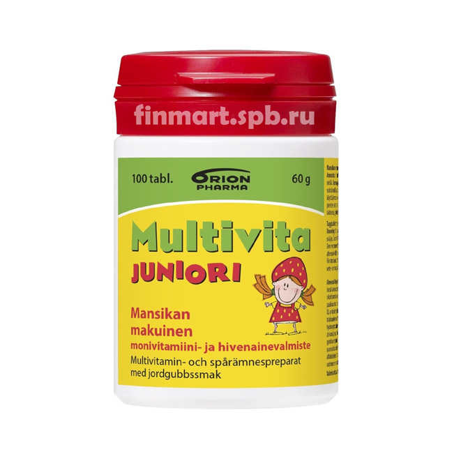 Мульти-витаминный комплекс Multivita Juniori mansikan (вкус клубника) - 100 таб.