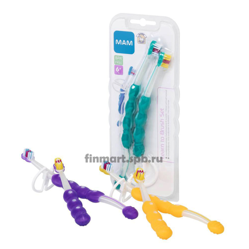 Зубные щетки для первых зубов Ainu Mam Learn to Brush 6+ - 2 шт. 