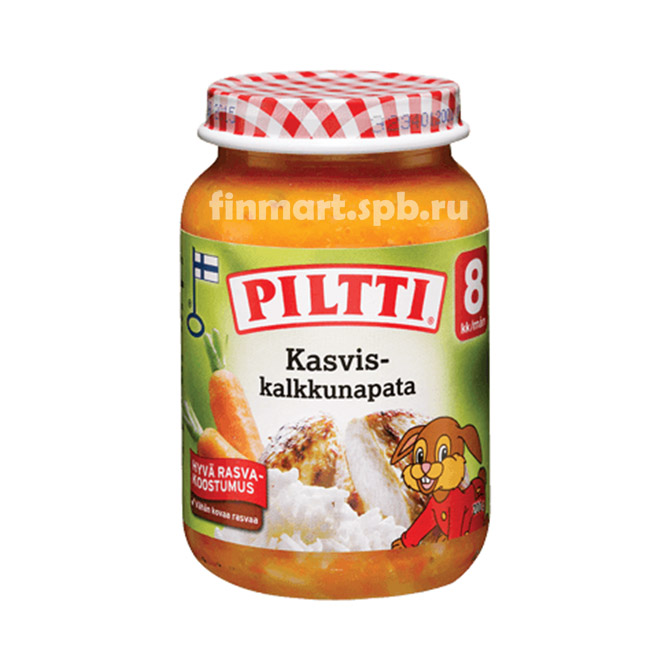 Детское овощное пюре Пилти овощи с индейкой - 190 гр.