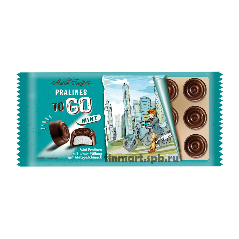 конфеты из тёмного шоколада с мятным суфле Maitre Truffout Pralines to GO Mint