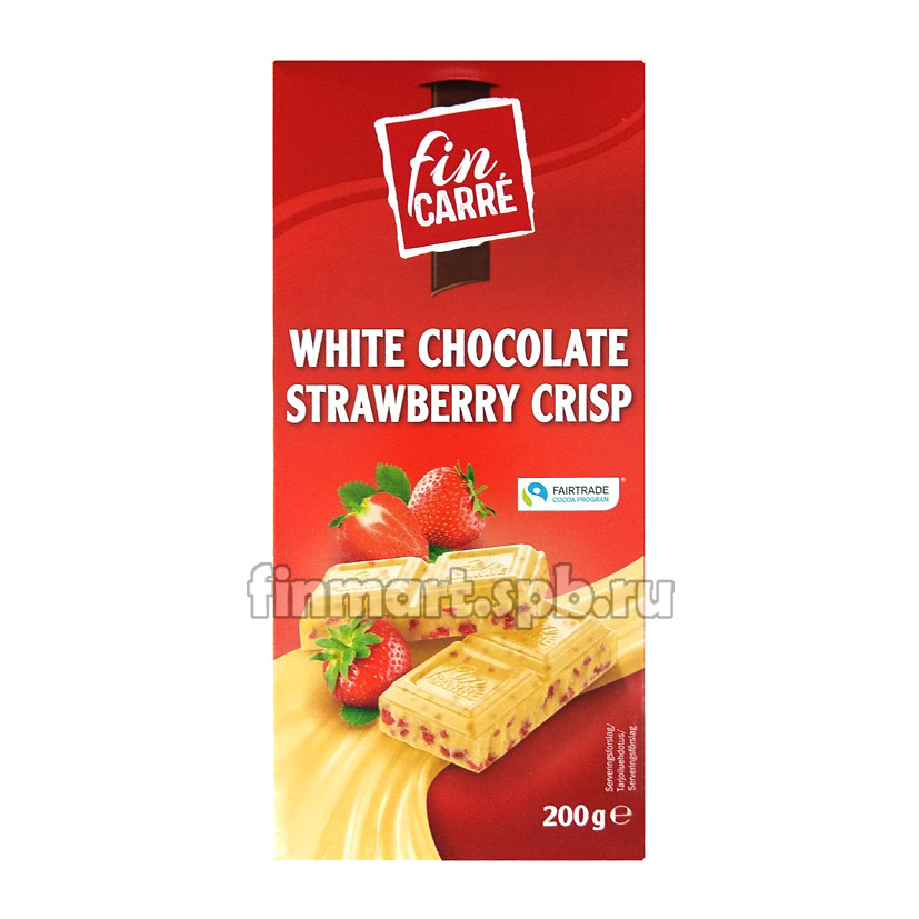Белый шоколад Fin carre white chocolate strawberry crisp - 200 гр.