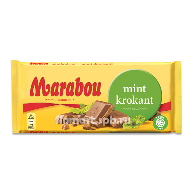 Шоколад Marabou (Марабу)  мята и карамель
