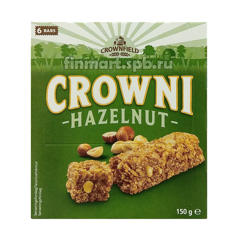 Батончики мюсли CROWNI Hazelnut (с лесным орехом) - 6 шт.