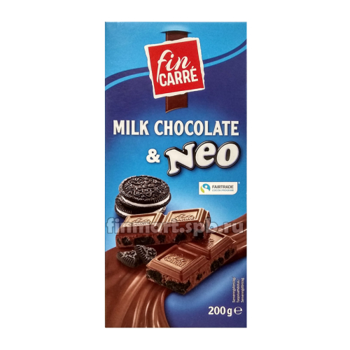 Шоколад Fin carre milk chocolate & Neo (с печеньем) - 200 гр.