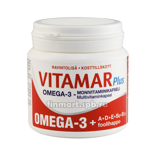 Витамины Vitamar Plus (Омега-3 + витамины A, D, E, B6, B12 и фолиевая кислота) - 100 шт.