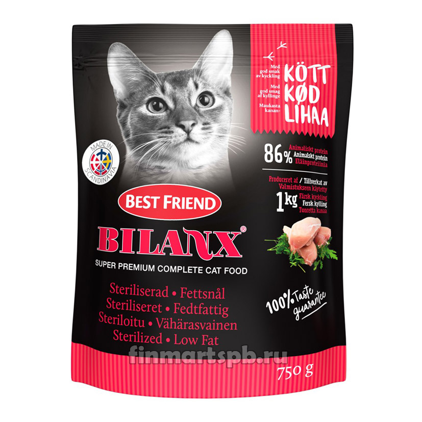 Корм для стерилизованных кошек Best Friend Bilanx Chicken low fat (курица) - 750 гр.