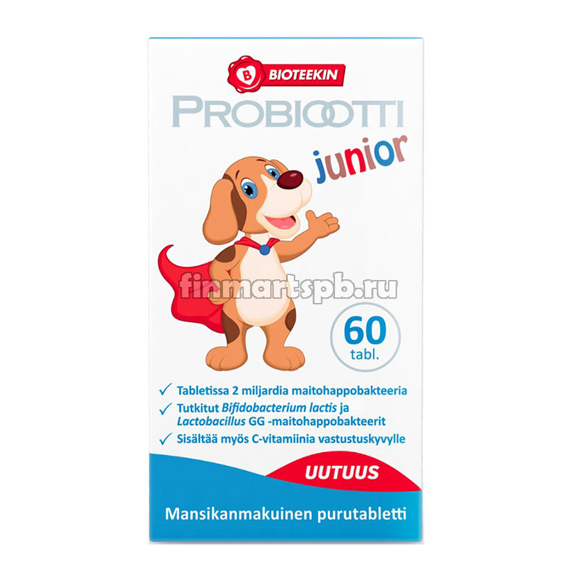 Бифидобактерии в жевательных таблетках Bioteekin Probiootti Junior