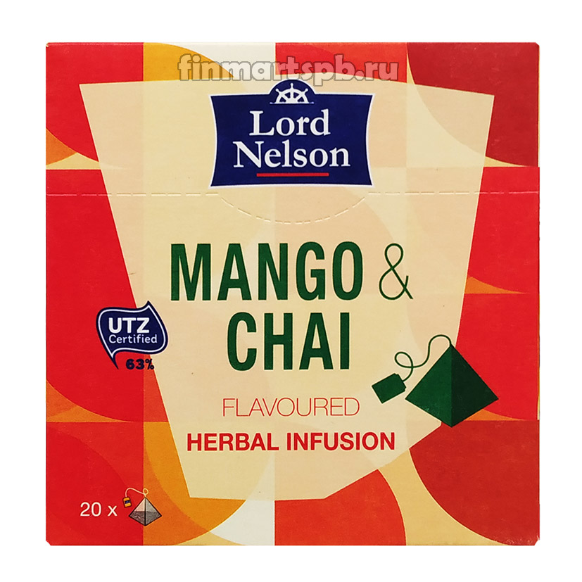 Чёрный чай Lord Nelson Mango&Chai (с манго) , 20 пак.
