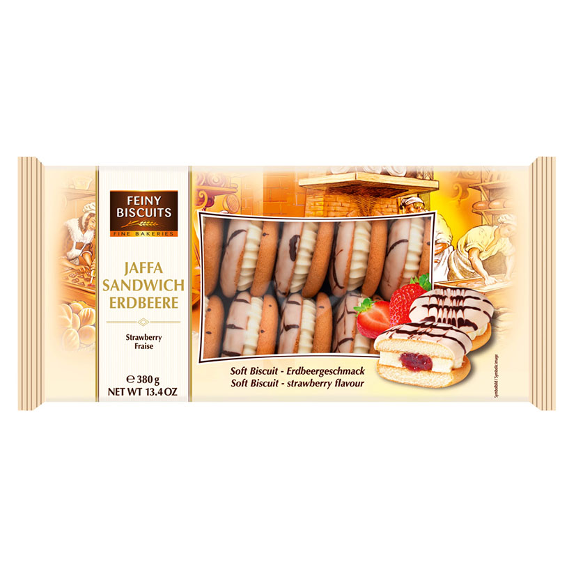 Печенье бисквит Feiny Biscuits Jaffa (c клубничной начинкой)