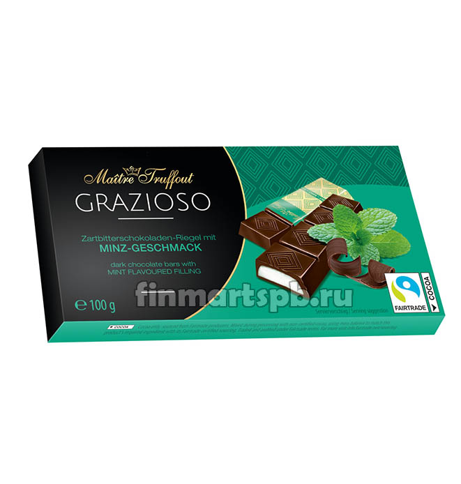 Шоколадные палочки с мятной начинкой Maitre Truffout  - 75 гр.