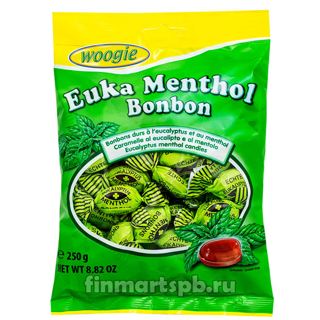 Конфеты леденцы эвкалипт-ментол Woogie Euka Menthol Bonbons