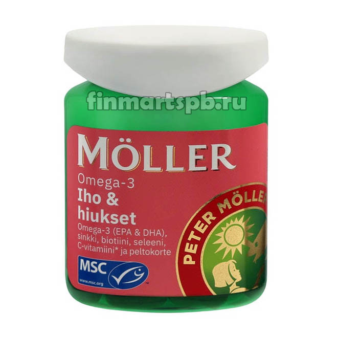 Витамины для кожи и волос Moller Omega-3 Iho & Hiukset