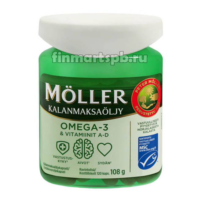 Рыбий жир Moller Omega-3 + Vitamiinit A,D - 60 шт.