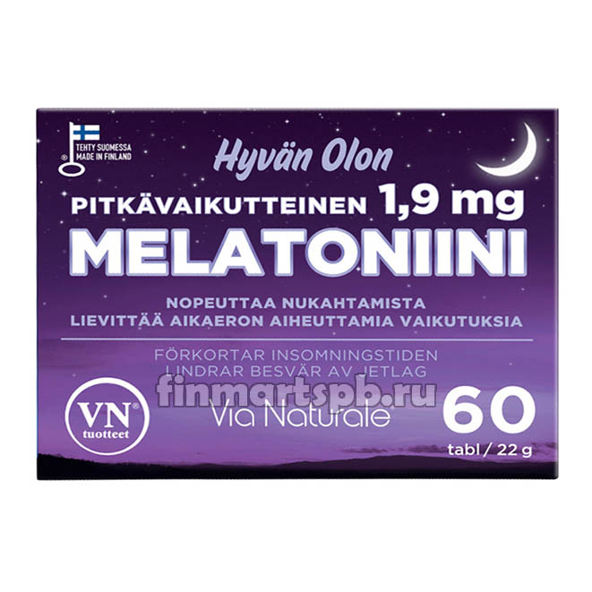 Витамины для улучшения сна Hyvan Olon Melatoniini 1.9 mg