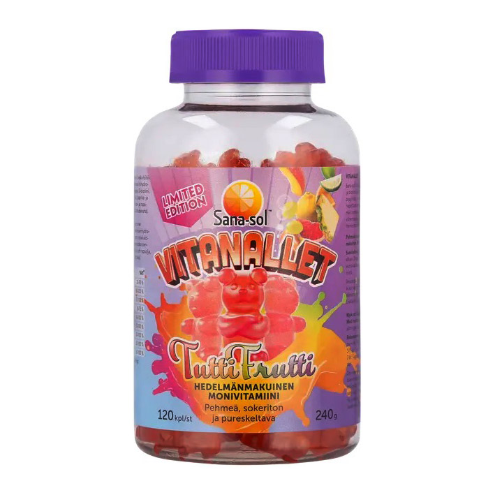 Витамины Sana-sol Vitanallet Tutti Frutti (Сана-сол жевательные мишки) , 120 шт.