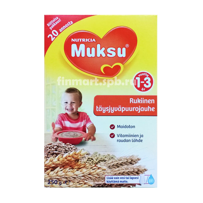 Каша Nutricia Muksu rukiinen täysjyväpuurojauhe 1-3 (ржаная) - 250 гр.