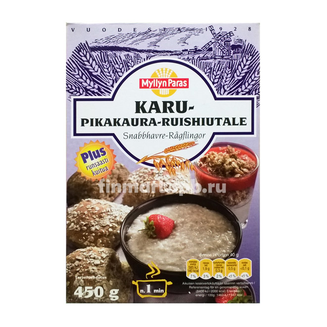 Каша Myllyn Paras KARU Pikakaura-Ruishiutale (овсяная с ржаными хлопьями)  - 450 гр.