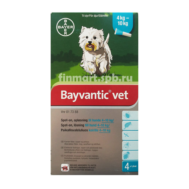 Средство против блох Bayvantic vet - для собак 4-10 кг.