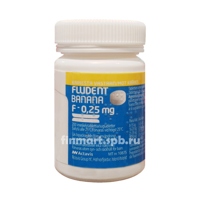 Фтор Fludent Banana 0,25 мг - 200 шт.