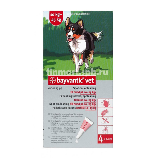 Средство против клещей Bayvantic vet - для собак 10-25 кг.